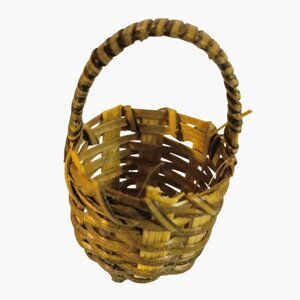 Miniature Woven Basket With Handle 1 Inch Dollhouse Easter